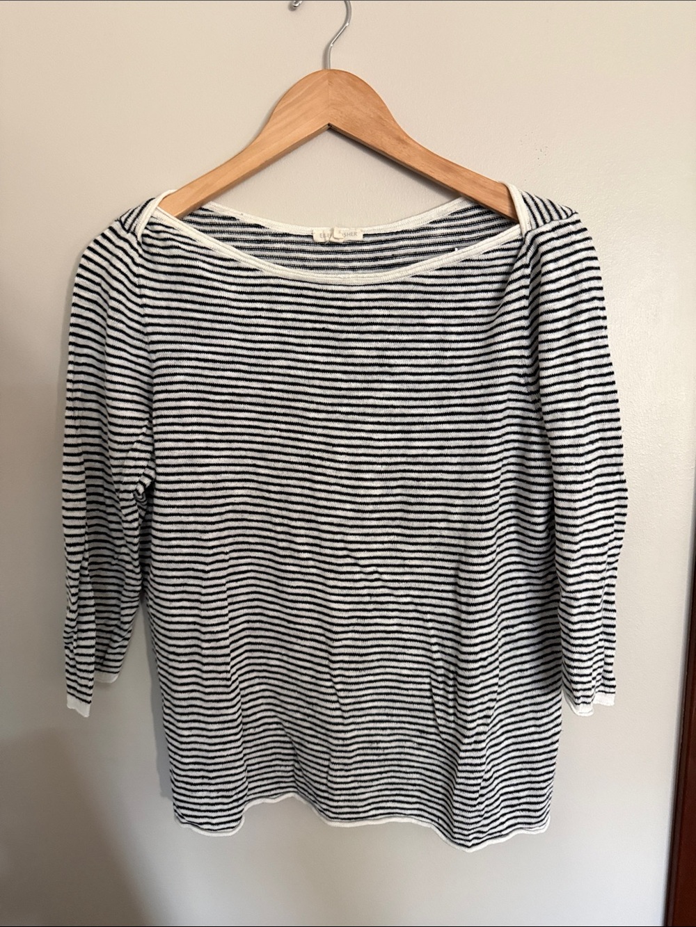 Eileen Fisher Black and White Striped Crewneck Top